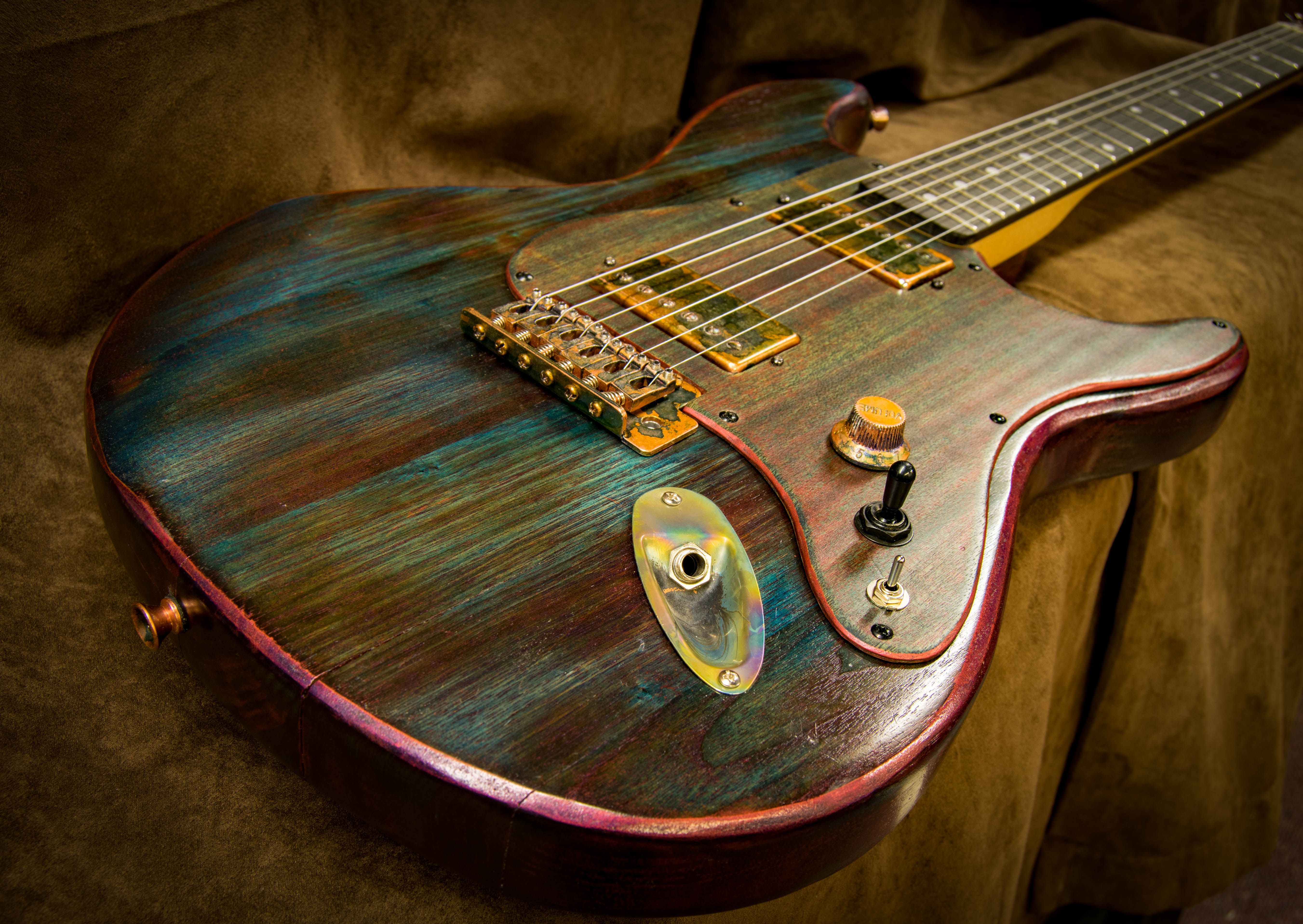 Aqua Tarnished Gold HH Electric Guitar